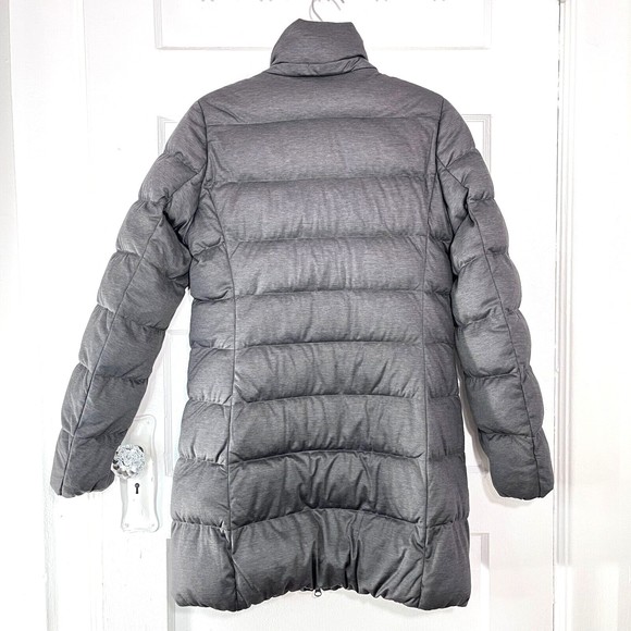 Uniqlo Down Jacket Women Small Grey Puffer Goose Down Feather Long Quilted Warm - Picture 2 of 11
